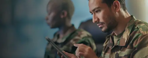 Soldier Working on a Tablet